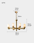 Alabaster Luxury Moonshade Brass Chandelier for dining room