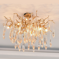 Iris Raindrop Brass Branch Crystal Ceiling Light Flushmount by Bling Lighting Studio