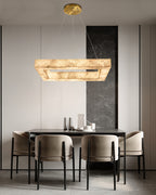 Square/Rectangle Large Alabaster Chandelier, 20" 24" 32" 40" 58" 60" 71" 79" Dia