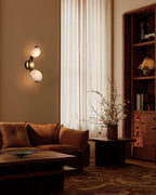 Antique Brass/Black Hardware Double Alabaster LED Wall Lamp
