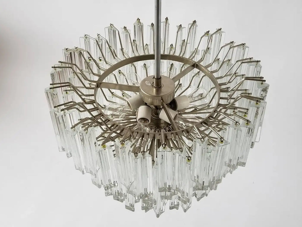 Signed Camer Eight-Tier Glass Prism Chandelier, 1960s, Italia
