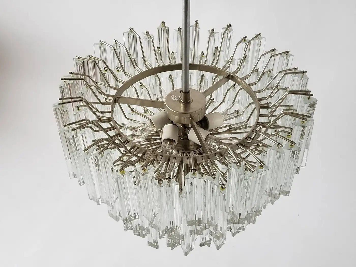 Signed Camer Eight-Tier Glass Prism Chandelier, 1960s, Italia