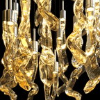 Amber Crystal Ribbon Rain Chandelier