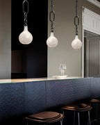 Cluster White Alabaster Globe Pendant Light with adjustable chain