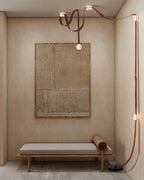 LED Mini SNAPS Module Ceiling Alabaster Pendant Light with Brown Leather Straps