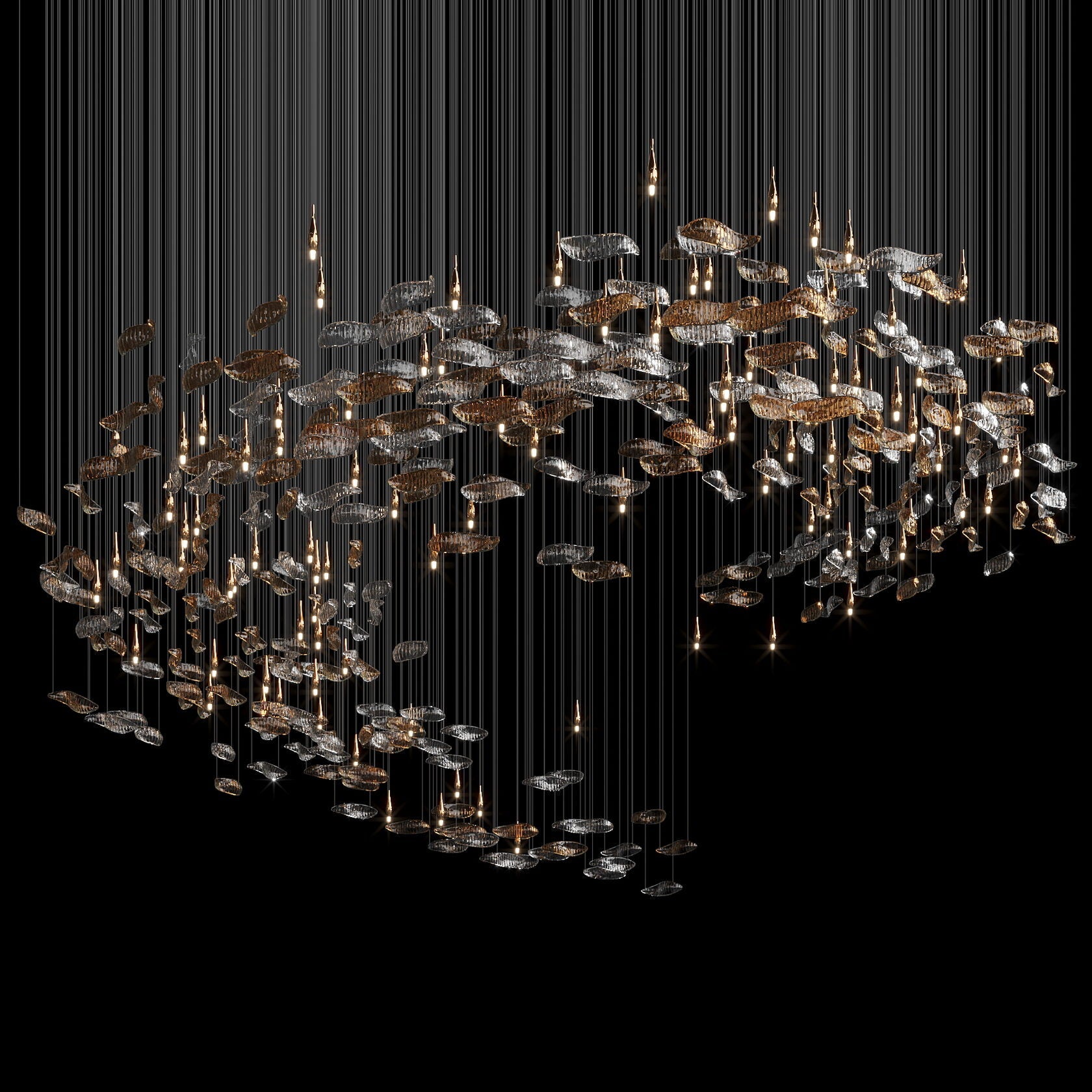 Amber Glass Drift Chandelier