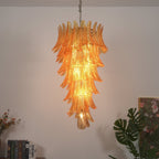 Amber Leaf Cascade Chandelier Glass lighting by Bling Lighting Studio