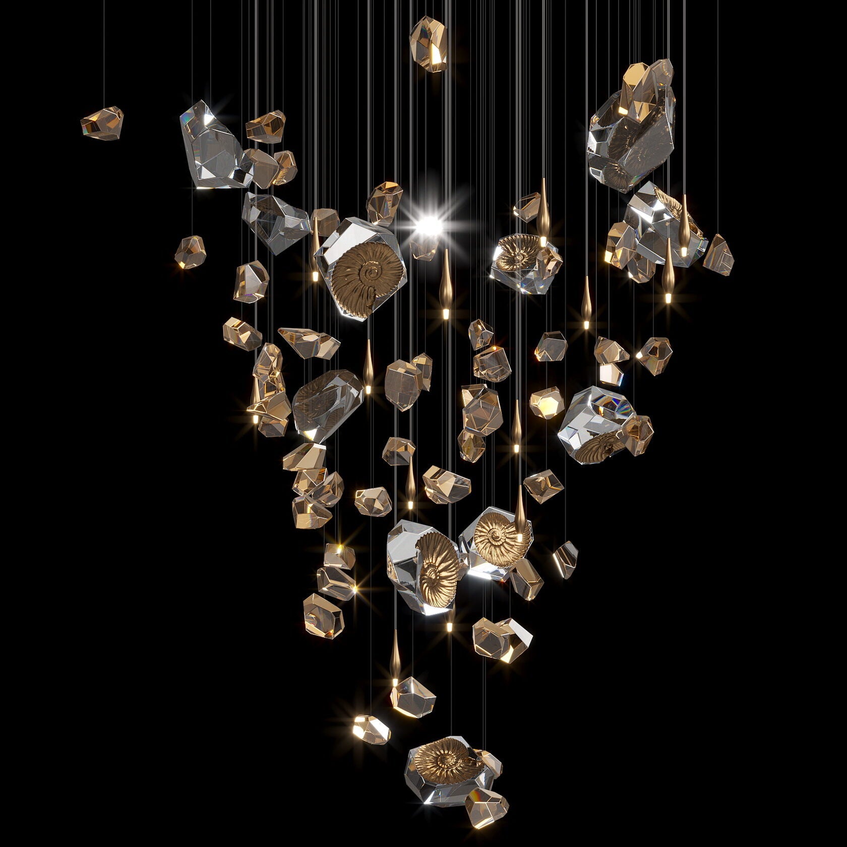 Champagne Crystal Meteor Chandelier