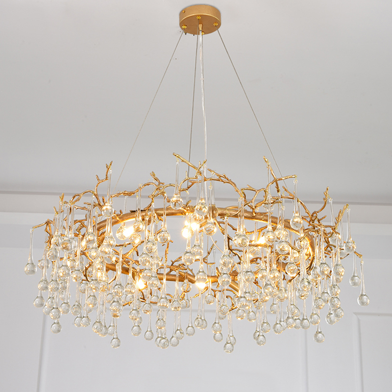 Iris Raindrop Clear Crystal Ring Branch Chandelier by Bling Lighting Studio