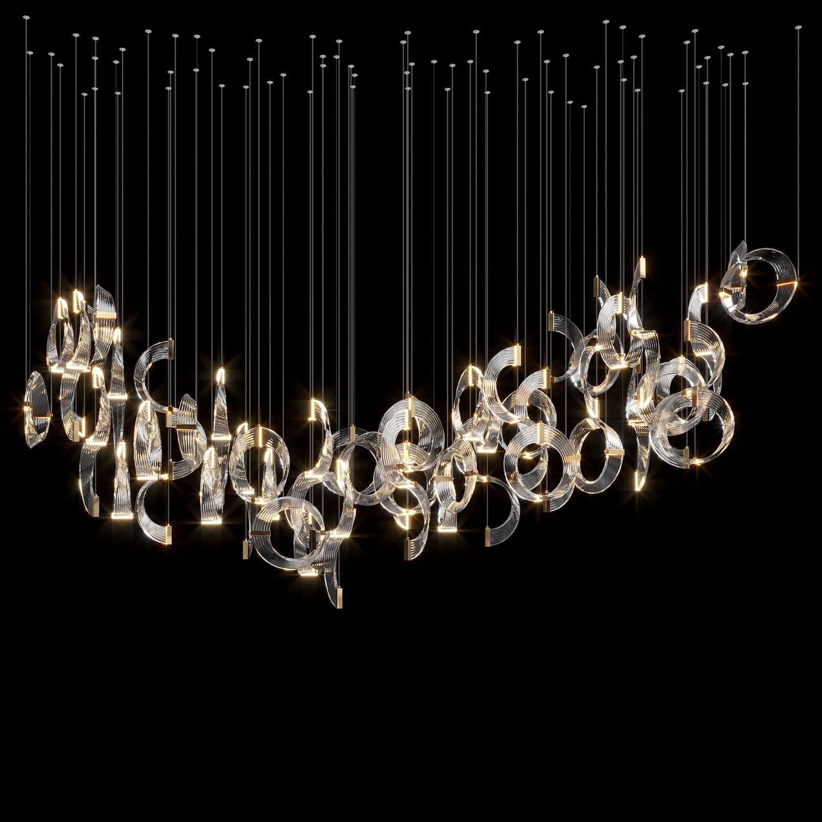 Crystal Crescent Cascade Chandelier