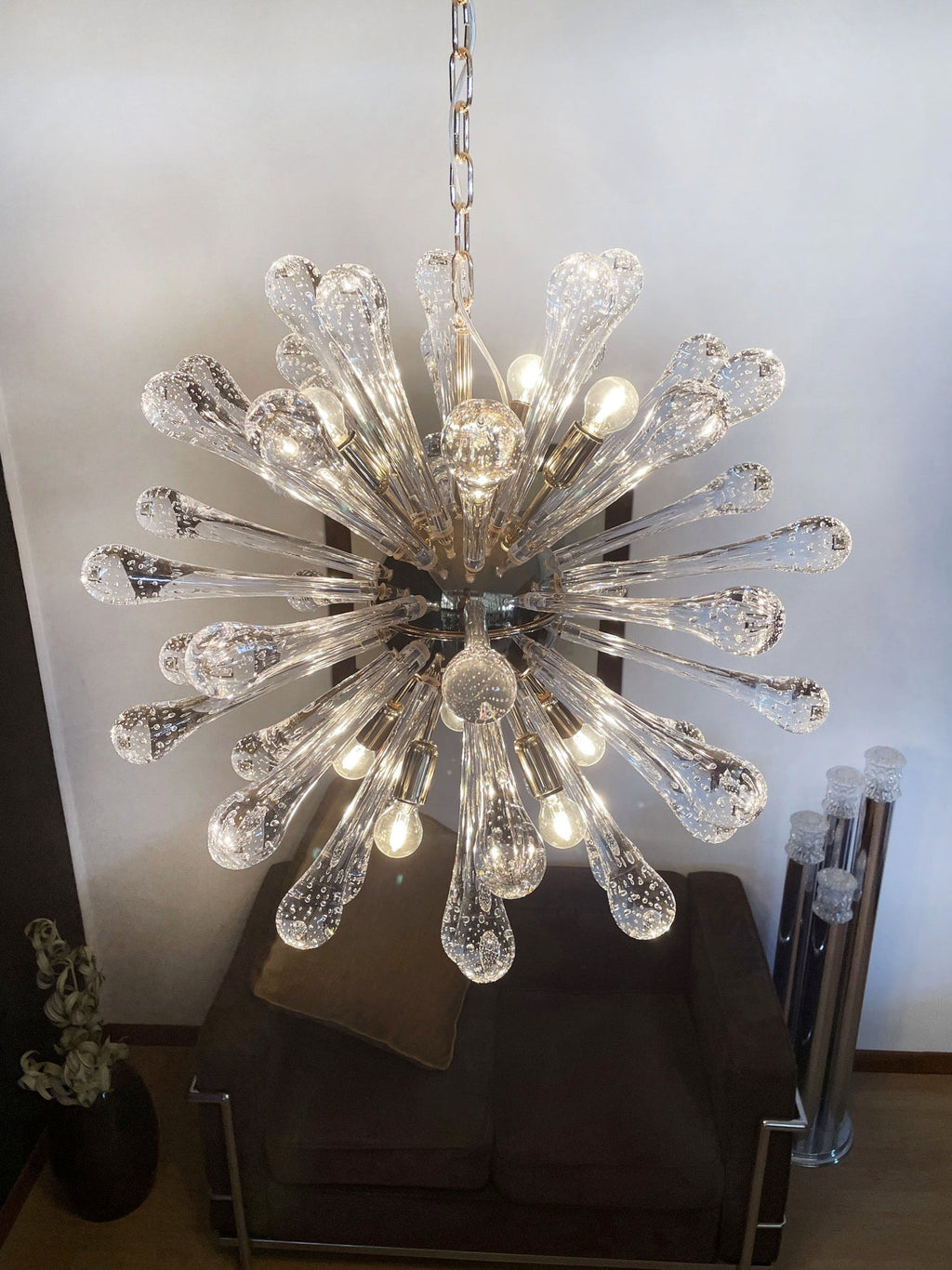 Murano Chandelier | 50 Clear Sputnik detail by Bling Lighting Studio