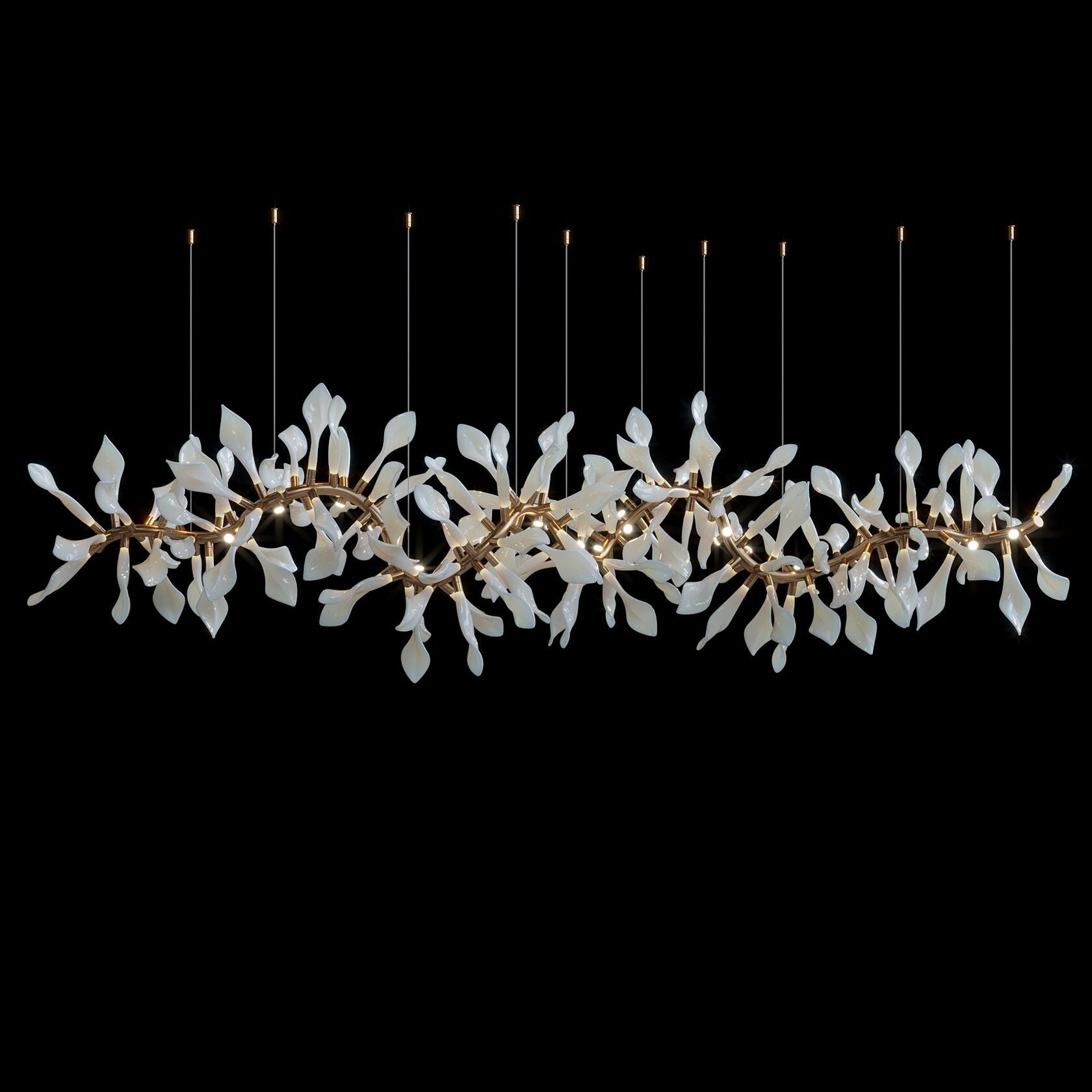 White Calla Orbit Chandelier