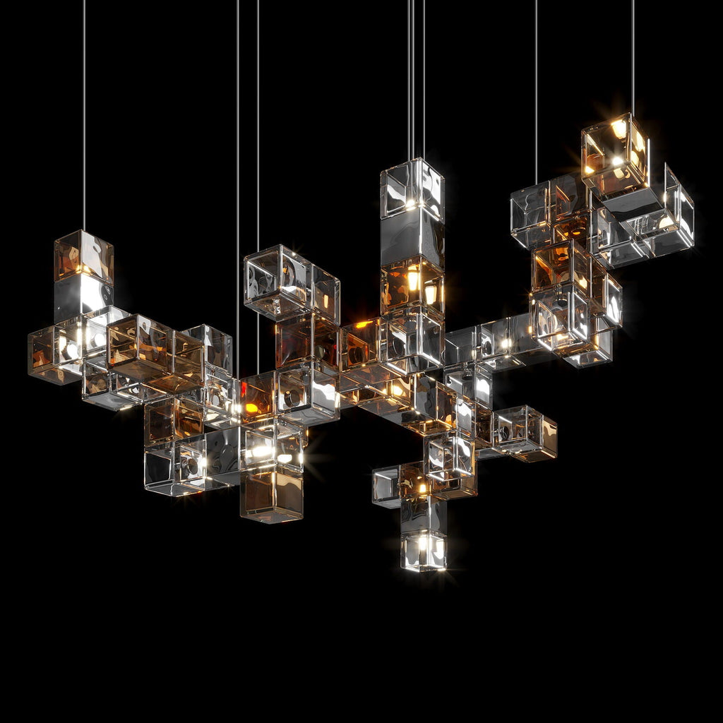 Smoke Cube Grid Chandelier