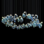 Blue Glass Ring Cluster Chandelier