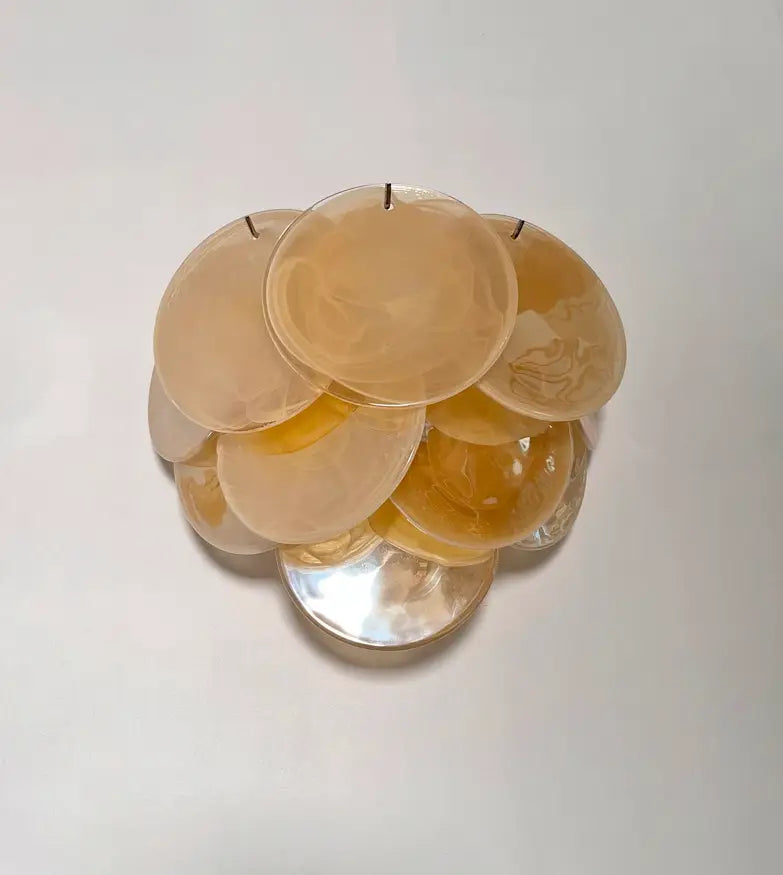 Murano Wall Lamp | 10 Alabaster Gold Disc Glass | Set of 2