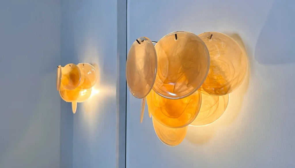 Murano Wall Lamp | 10 Alabaster Gold Disc Glass | Set of 2