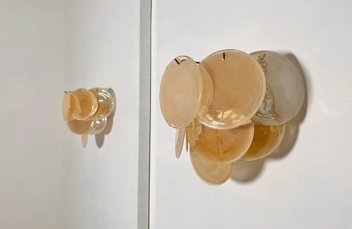 Murano Wall Lamp | 10 Alabaster Gold Disc Glass | Set of 2