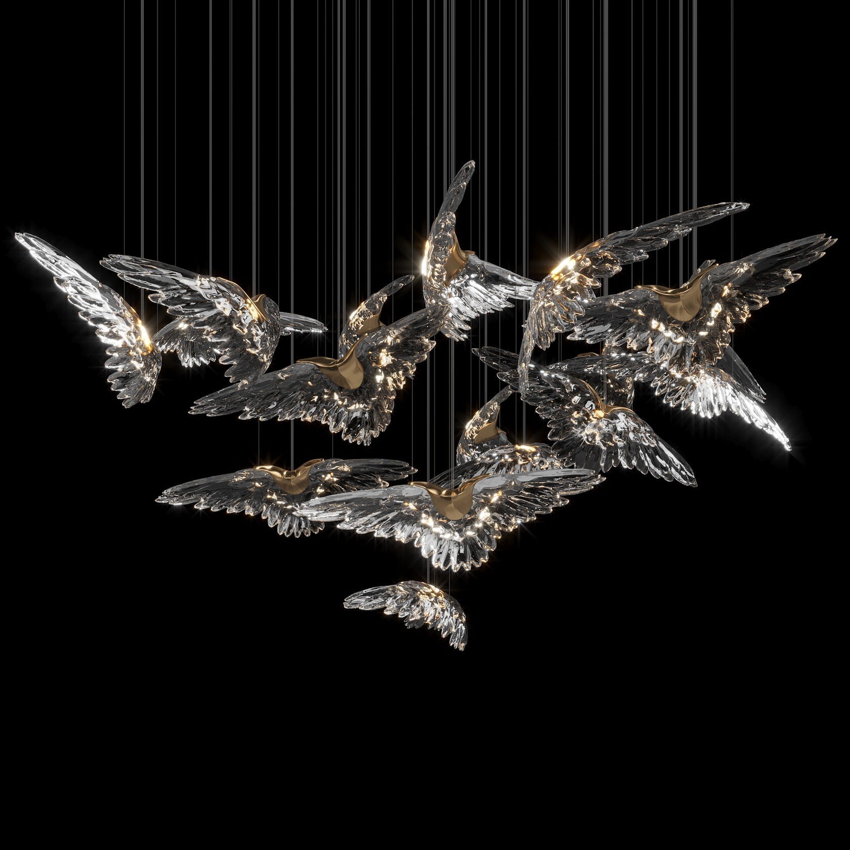 Crystal Heron Flight Chandelier