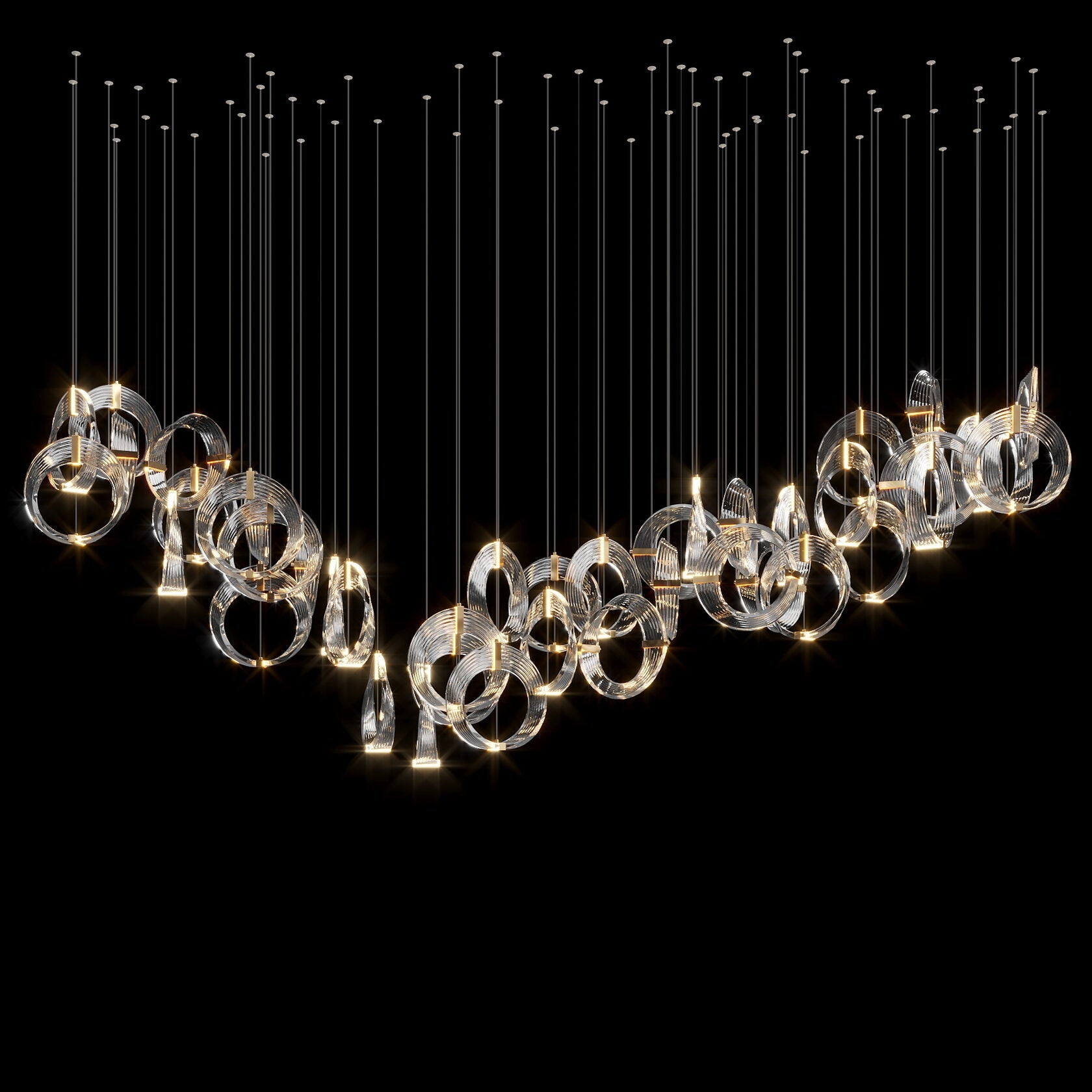Crystal Crescent Cascade Chandelier