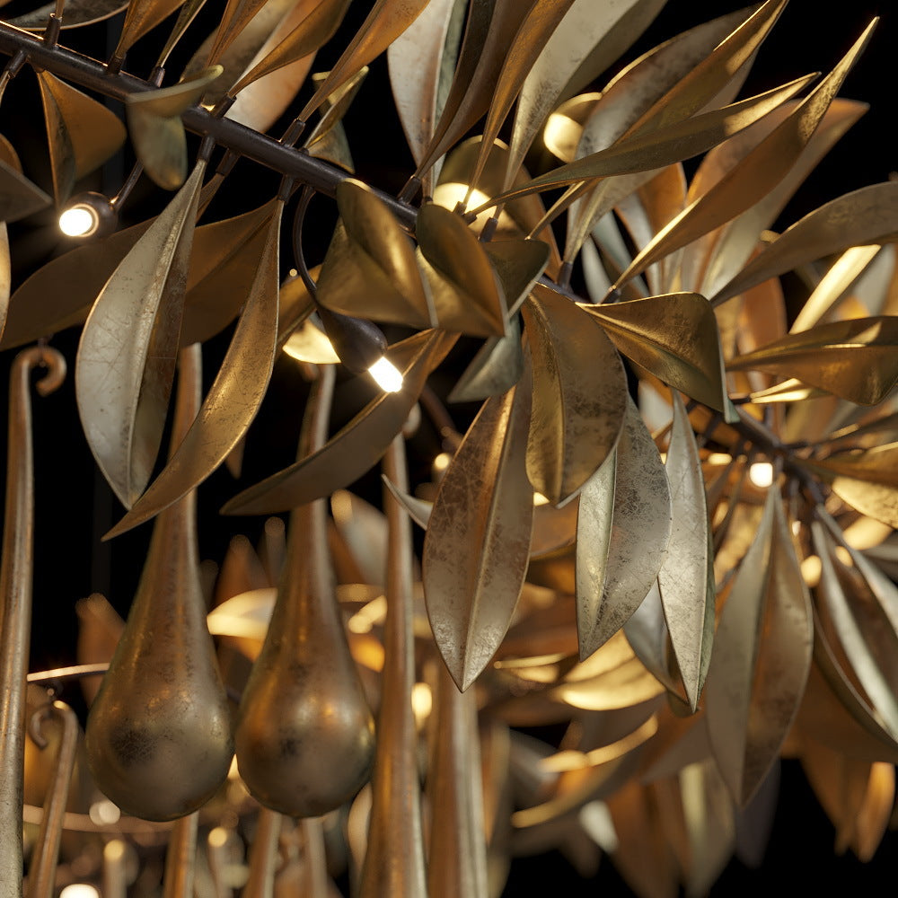 Olive Leaf Rain Chandelier