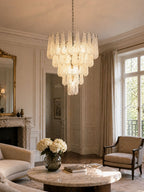 Glass Palmette Transparent Chandelier Murano lighting by Bling Lighting Studio