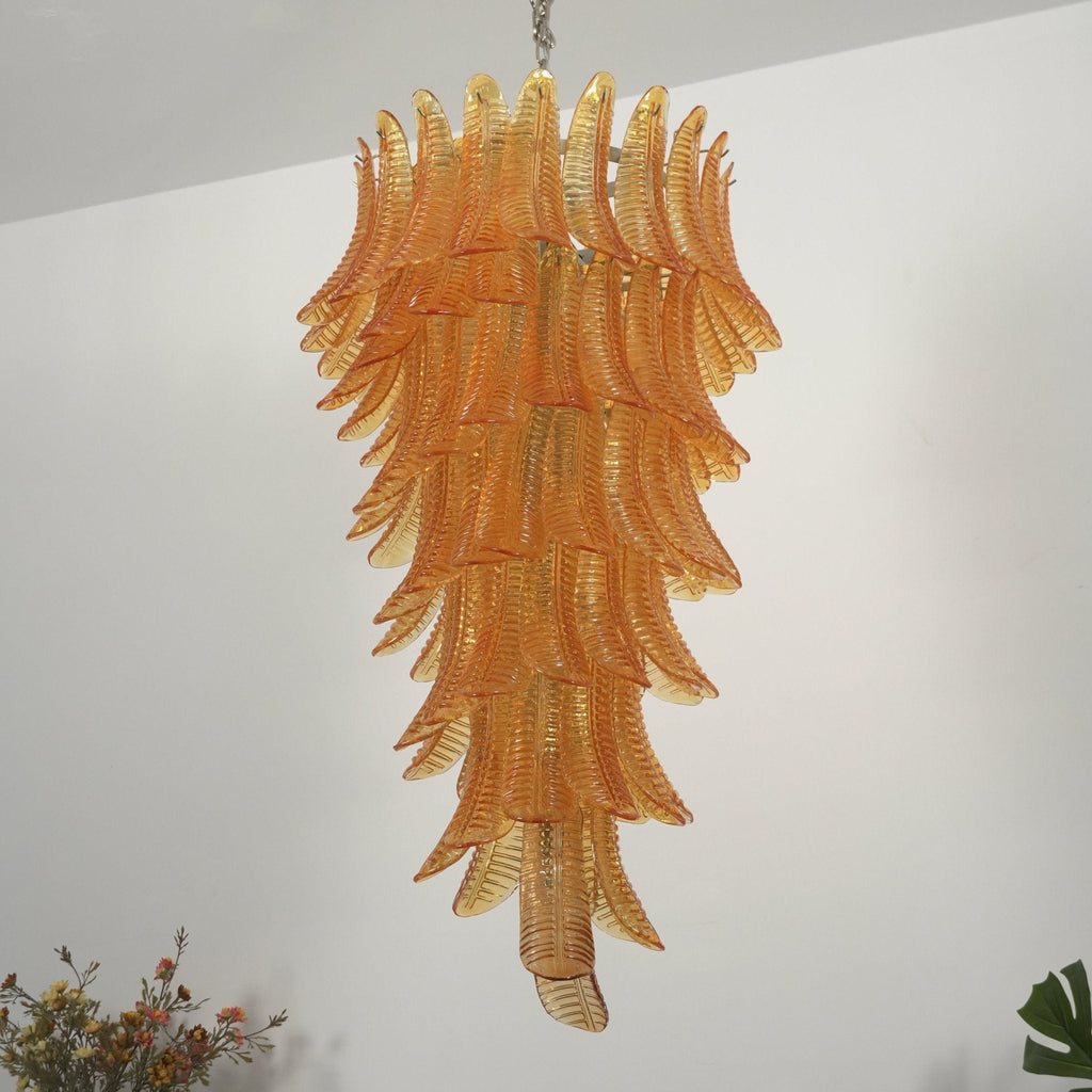 Amber Leaf Cascade Chandelier Glass lighting by Bling Lighting Studio