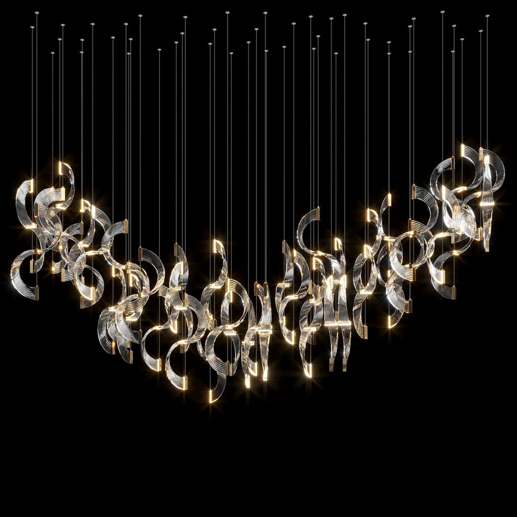 Crystal Crescent Cascade Chandelier