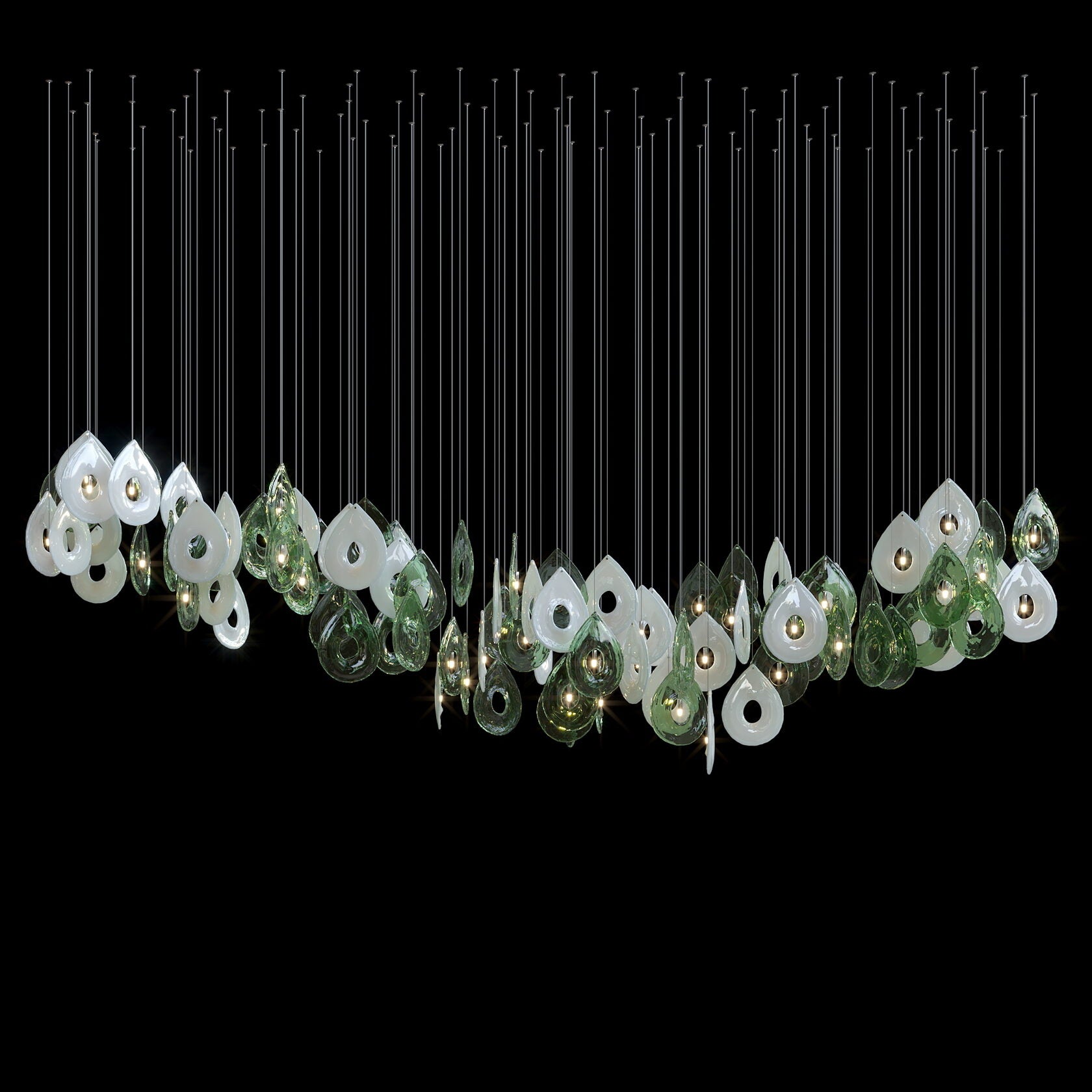 Green Halo Drop Chandelier
