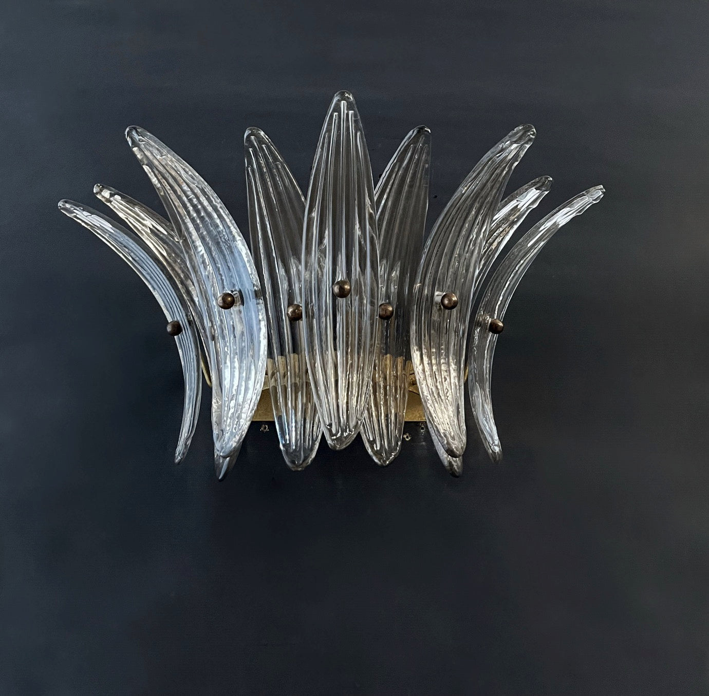 Murano Wall Lamp | 9 Smoked Palmette Glass | Set of 2