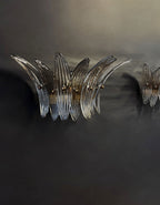 Murano Wall Lamp | 9 Smoked Palmette Glass | Set of 2