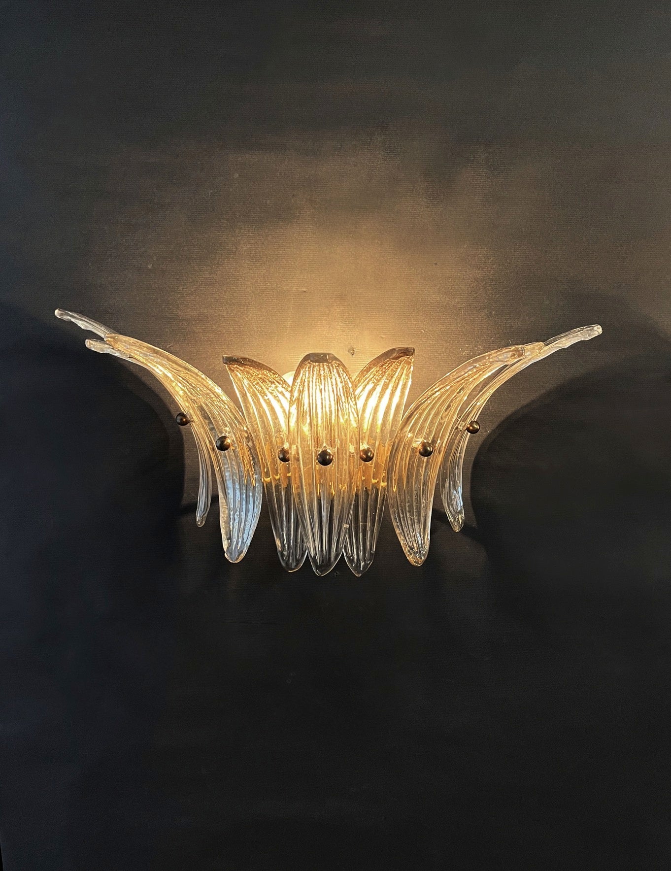 Murano Wall Lamp | 9 Smoked Palmette Glass | Set of 2