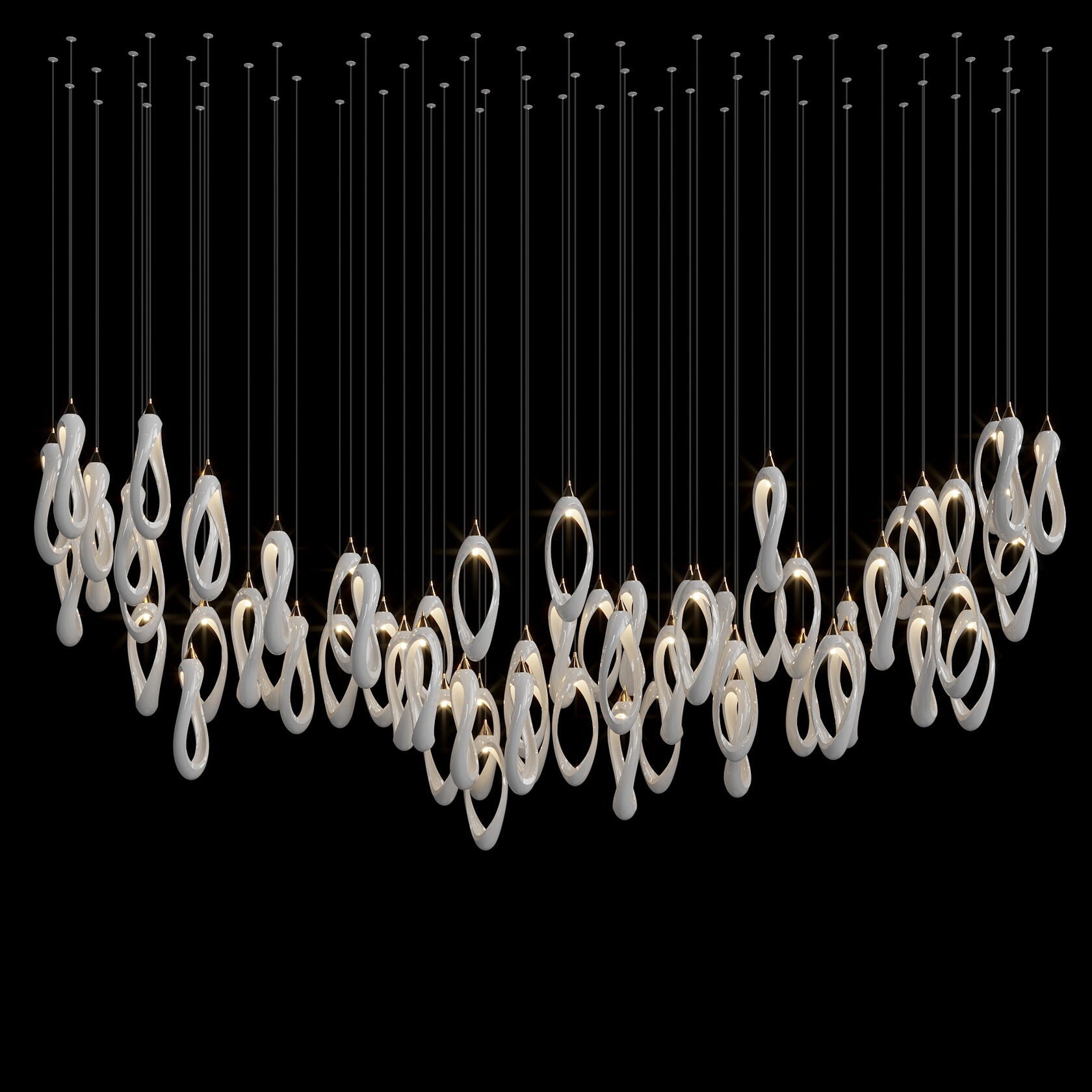White Ribbon Loop Chandelier