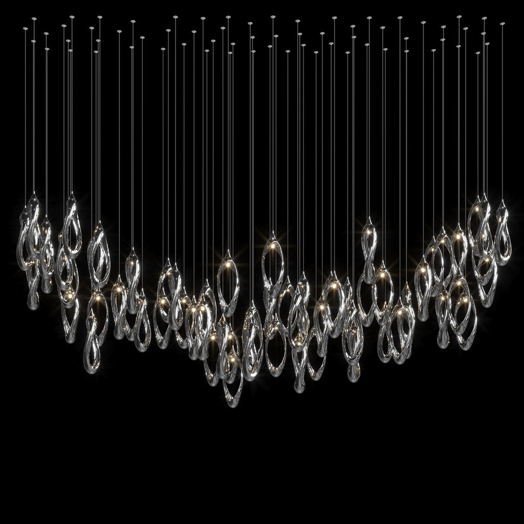 White Ribbon Loop Chandelier