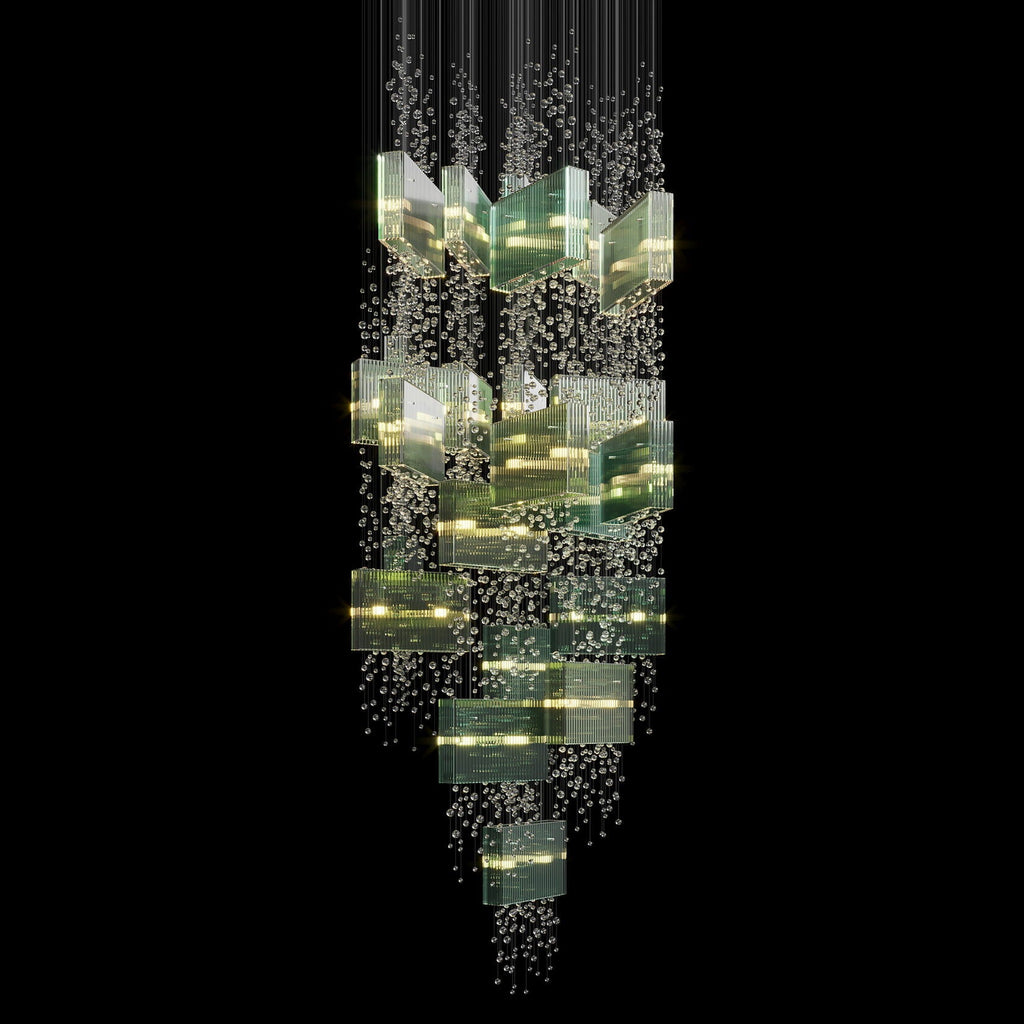 Green Crystal Rain Chandelier