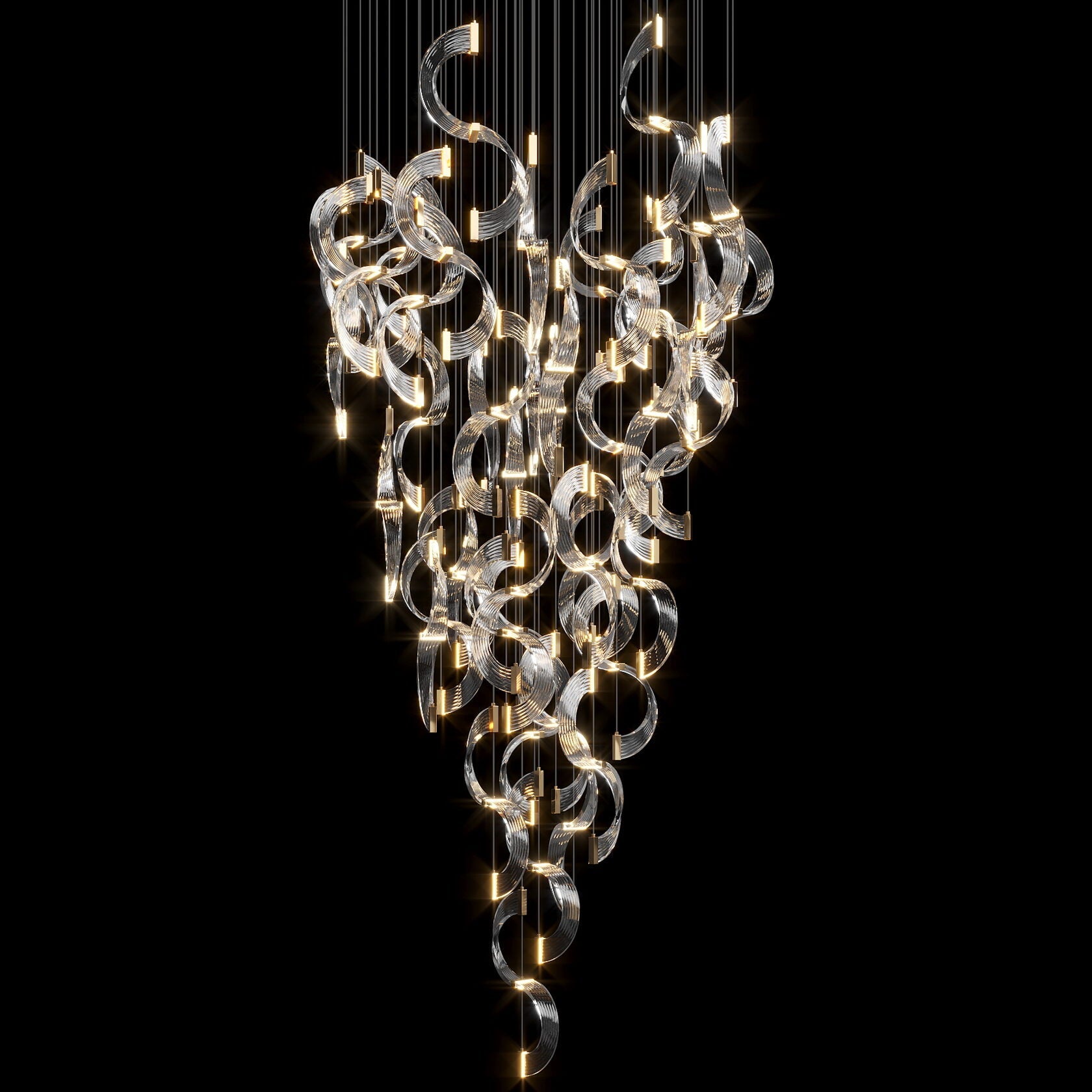 Crystal Crescent Cascade Chandelier