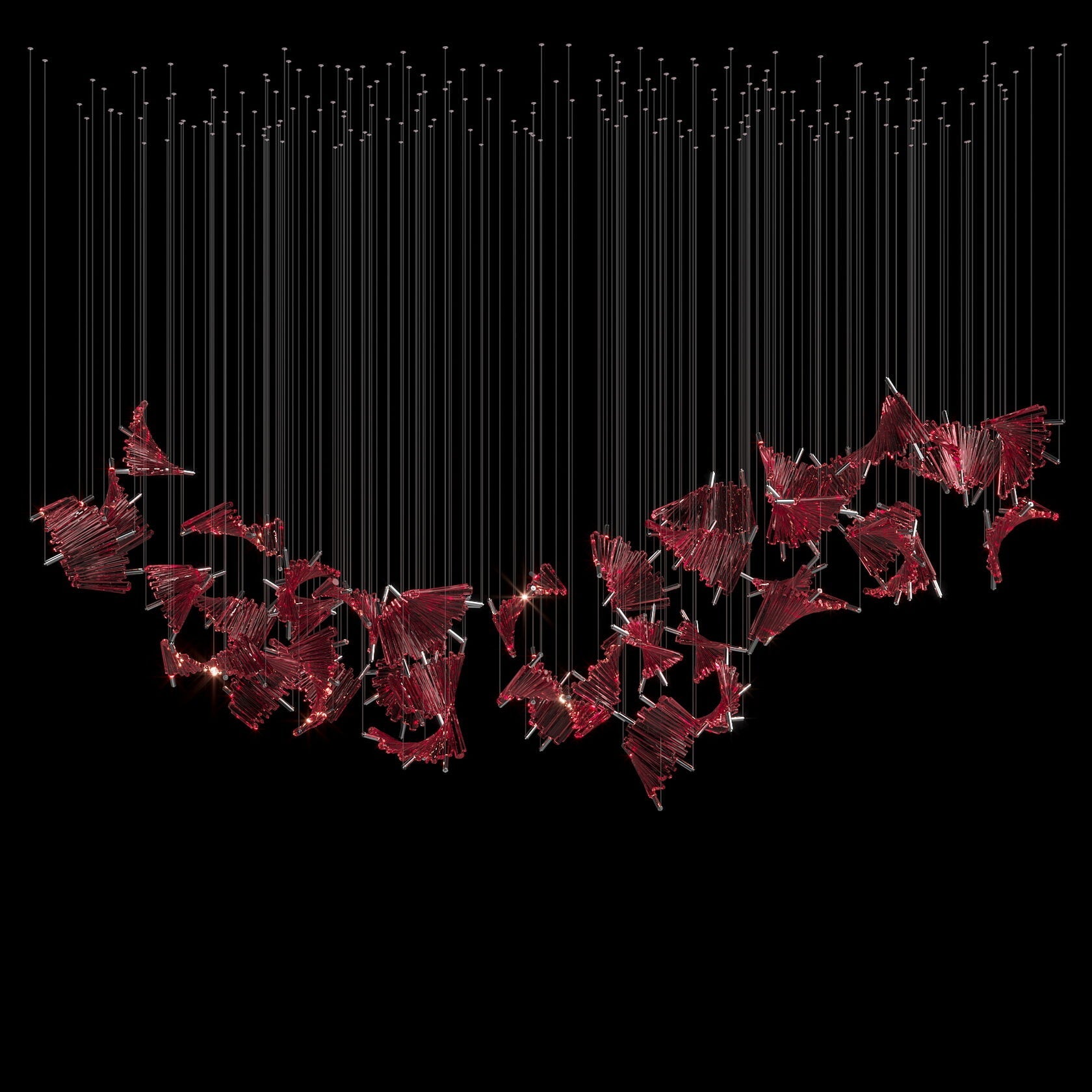 Crimson Fan Wave Chandelier