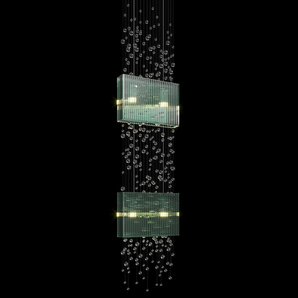 Green Crystal Rain Chandelier