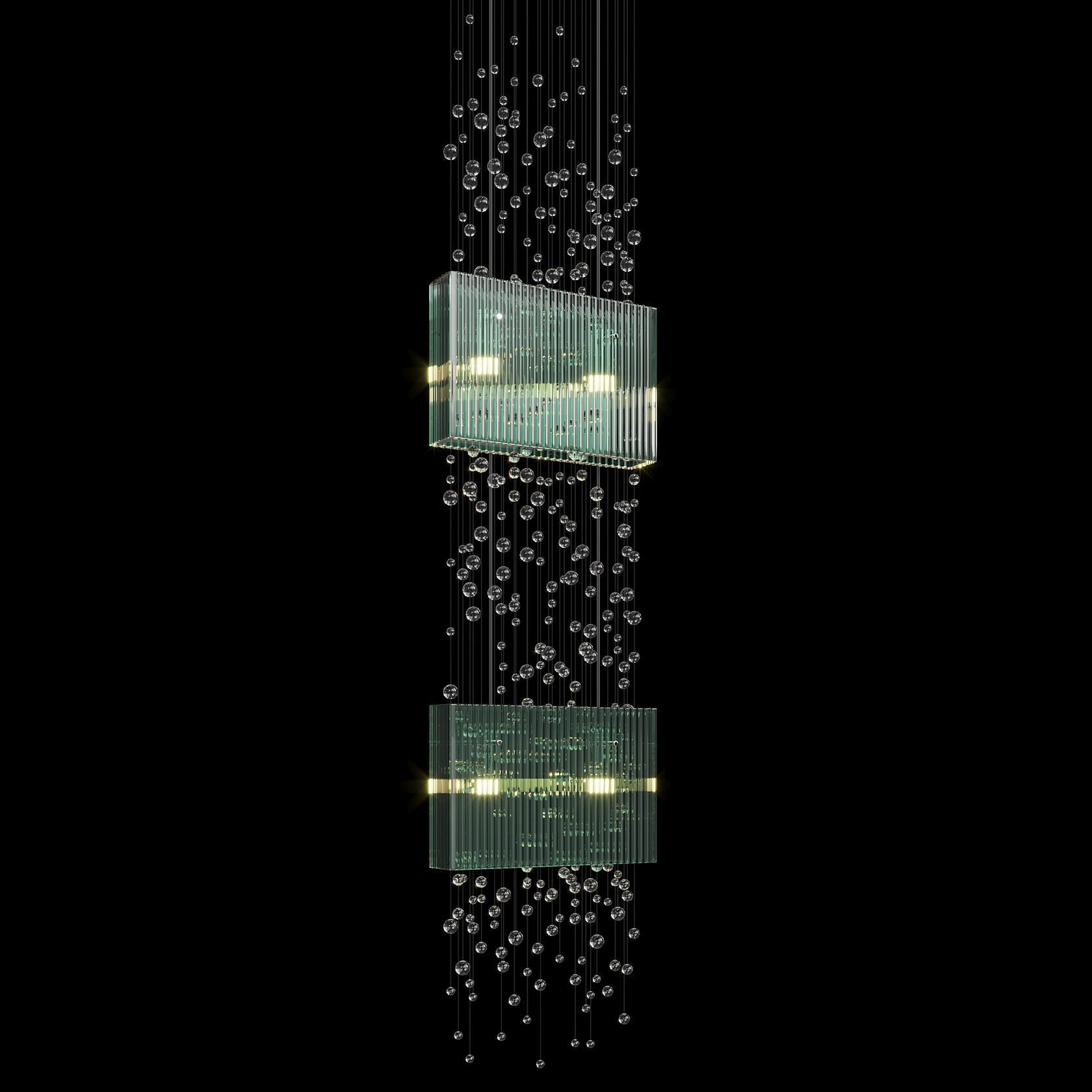 Green Crystal Rain Chandelier