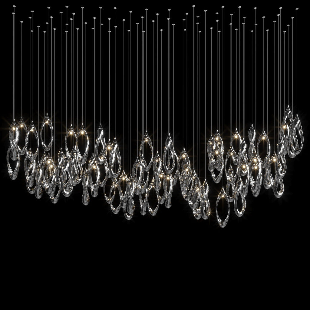 White Ribbon Loop Chandelier