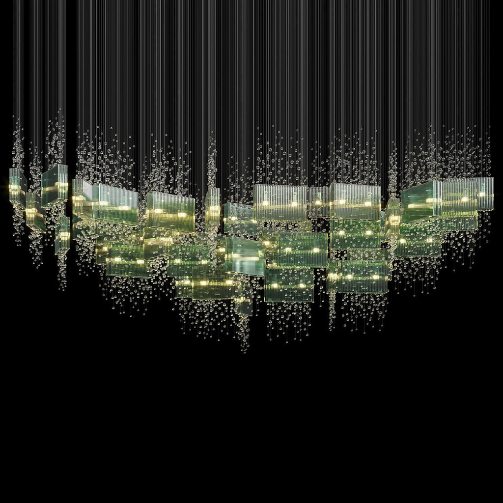 Green Crystal Rain Chandelier