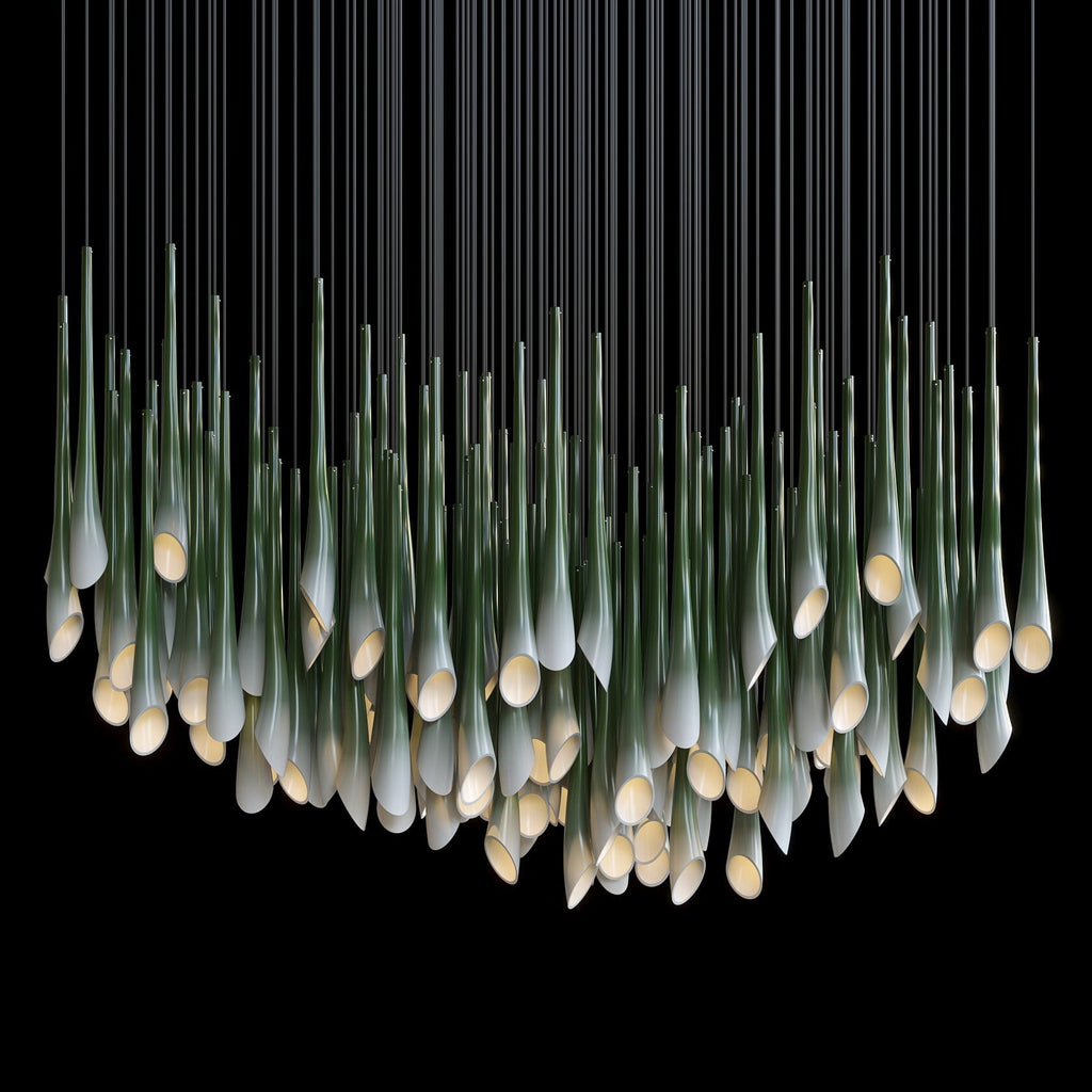 Green Trumpet Cluster Chandelier