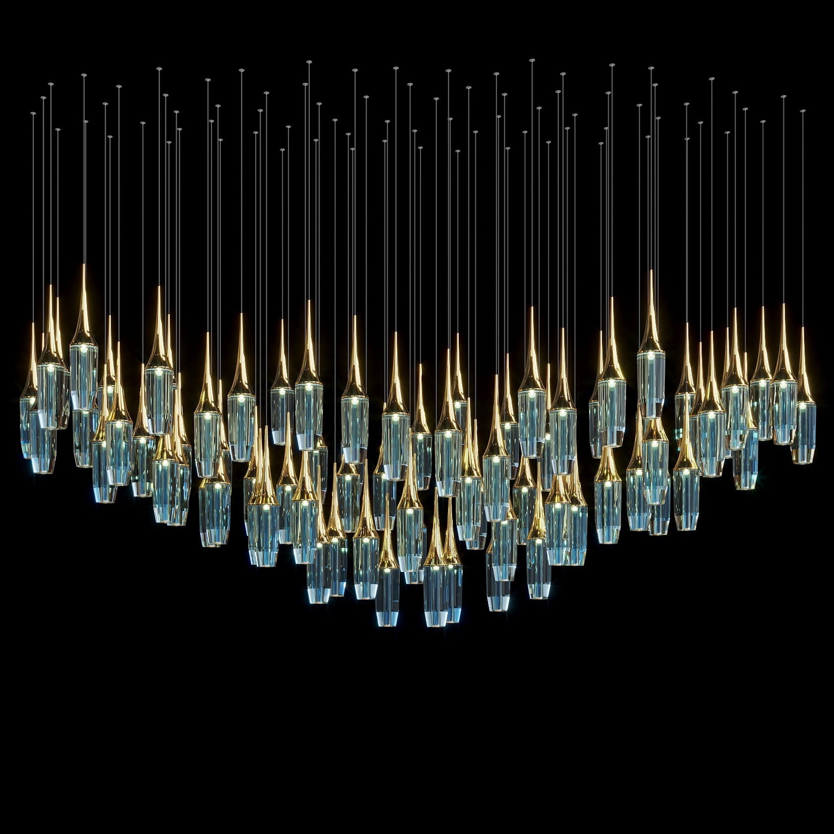 Aqua Crystal Spire Chandelier