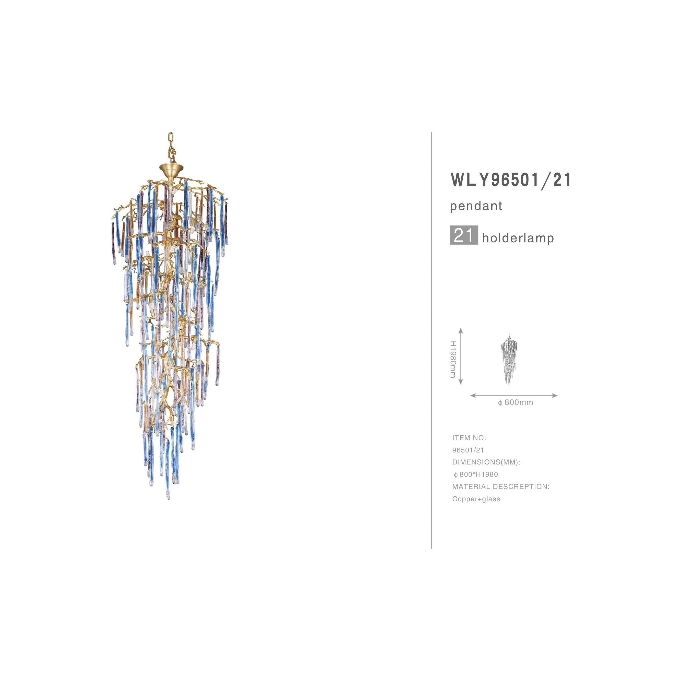 Willow Branch Glass Foyer Chandelier by Bling Lighting Studio