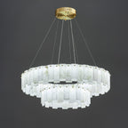 Halos Alabaster Round/Square Chandelier by Bling Lighting Studio