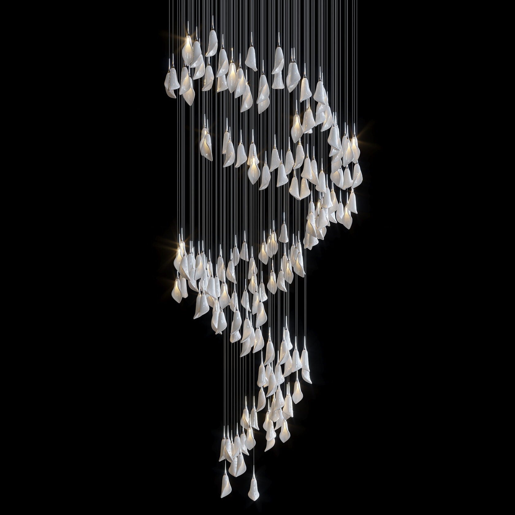 White Petal Drop Chandelier