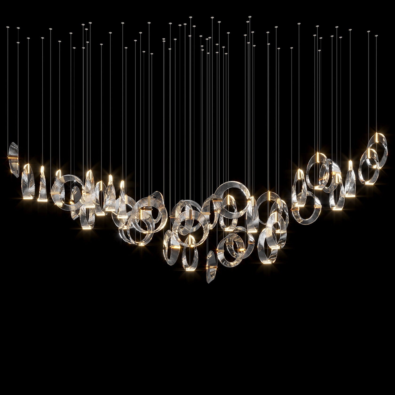 Crystal Crescent Cascade Chandelier
