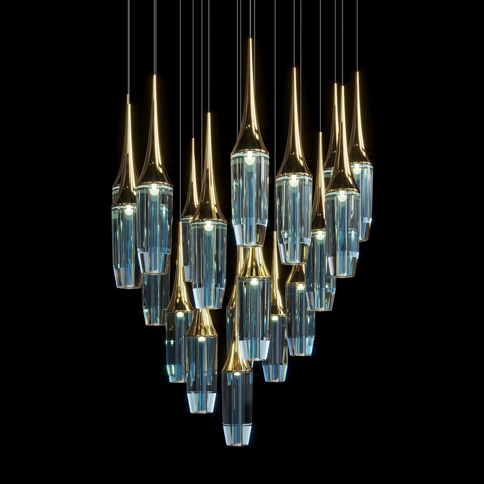 Aqua Crystal Spire Chandelier