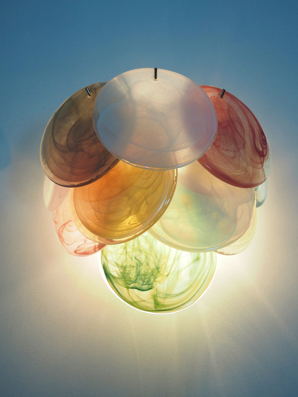 Murano Wall Lamp | 10 Multicolour Disc Glass | Set of 2