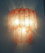 Murano Wall Lamp | 13 Pink Alabaster Glass Tubes | Set of 2
