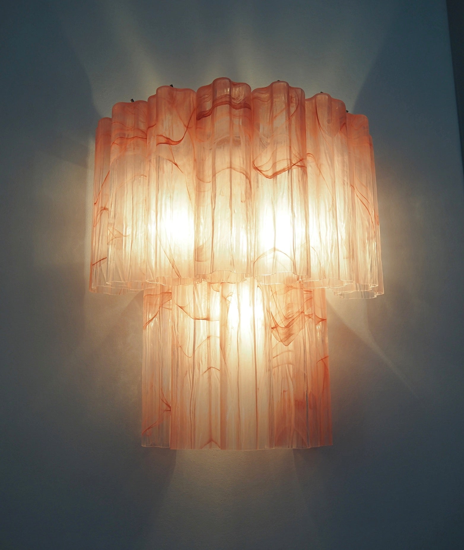 Murano Wall Lamp | 13 Pink Alabaster Glass Tubes | Set of 2